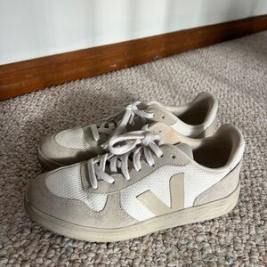 Veja Cream and Tan Sneakers